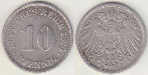 1890 A Germany 10 Pfennig A008226